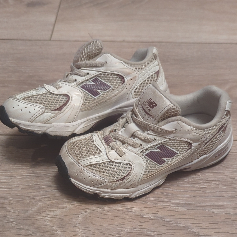 New Balance Kids' Tan and Purple Sneakers